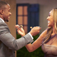 Riley and Tayshia eating cake all romantic-like on The Bachelorette